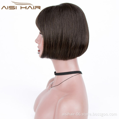 Aisi Hair Wholesale 10a Grade Peruvian Hair in China 8 Inch Full Lace Bob Wigs For Black Women